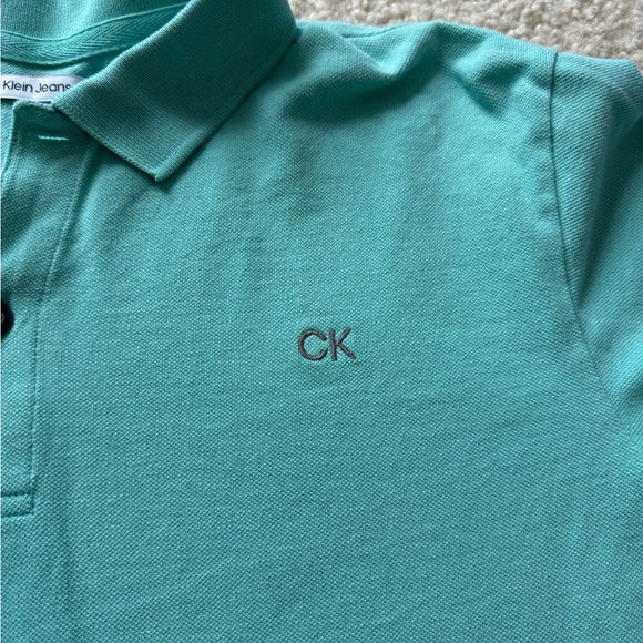 Calvin‎ Klein short sleeved polo  top size 14/16 (large) collar boys teal - Picture 4 of 6